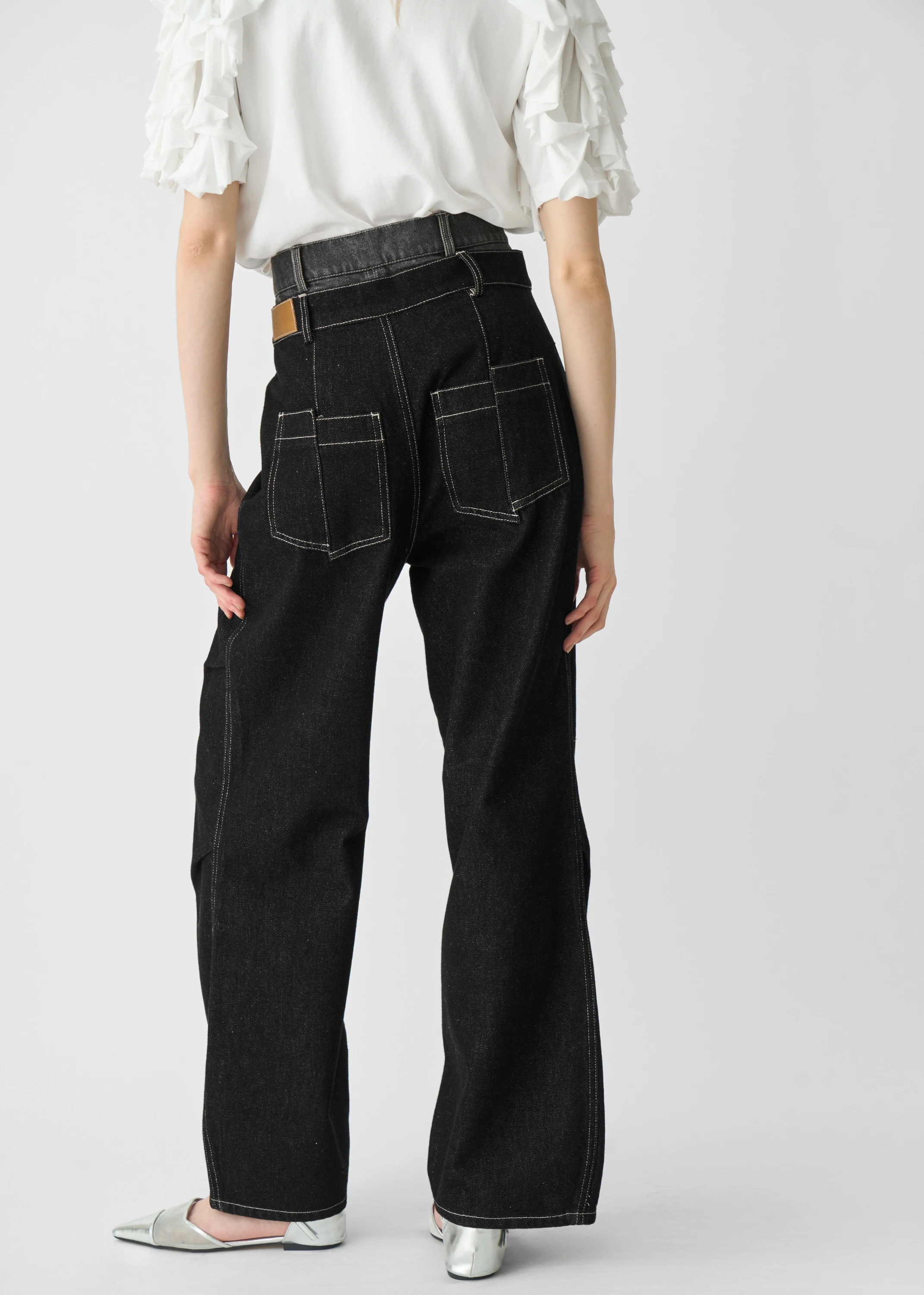 日本製在庫y様専用 :ベルトデニムドッキング ロングスカート