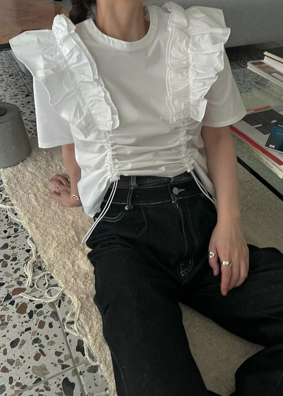 frill drawstring half sleeve BL / willfully（ウィルフリー）の 