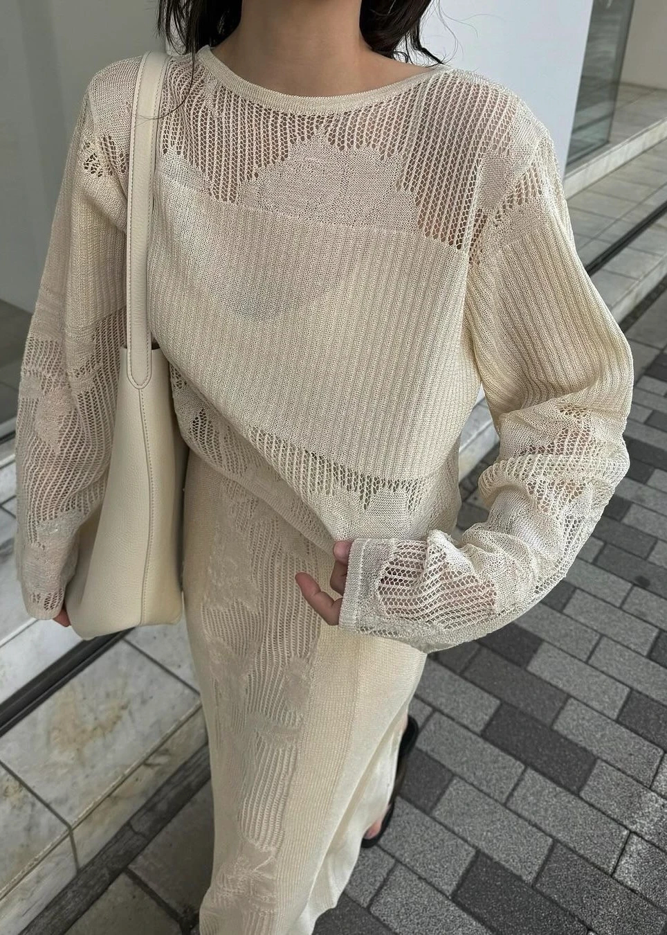 mesh flower rib sheer knit / willfully（ウィルフリー）のknit通販 