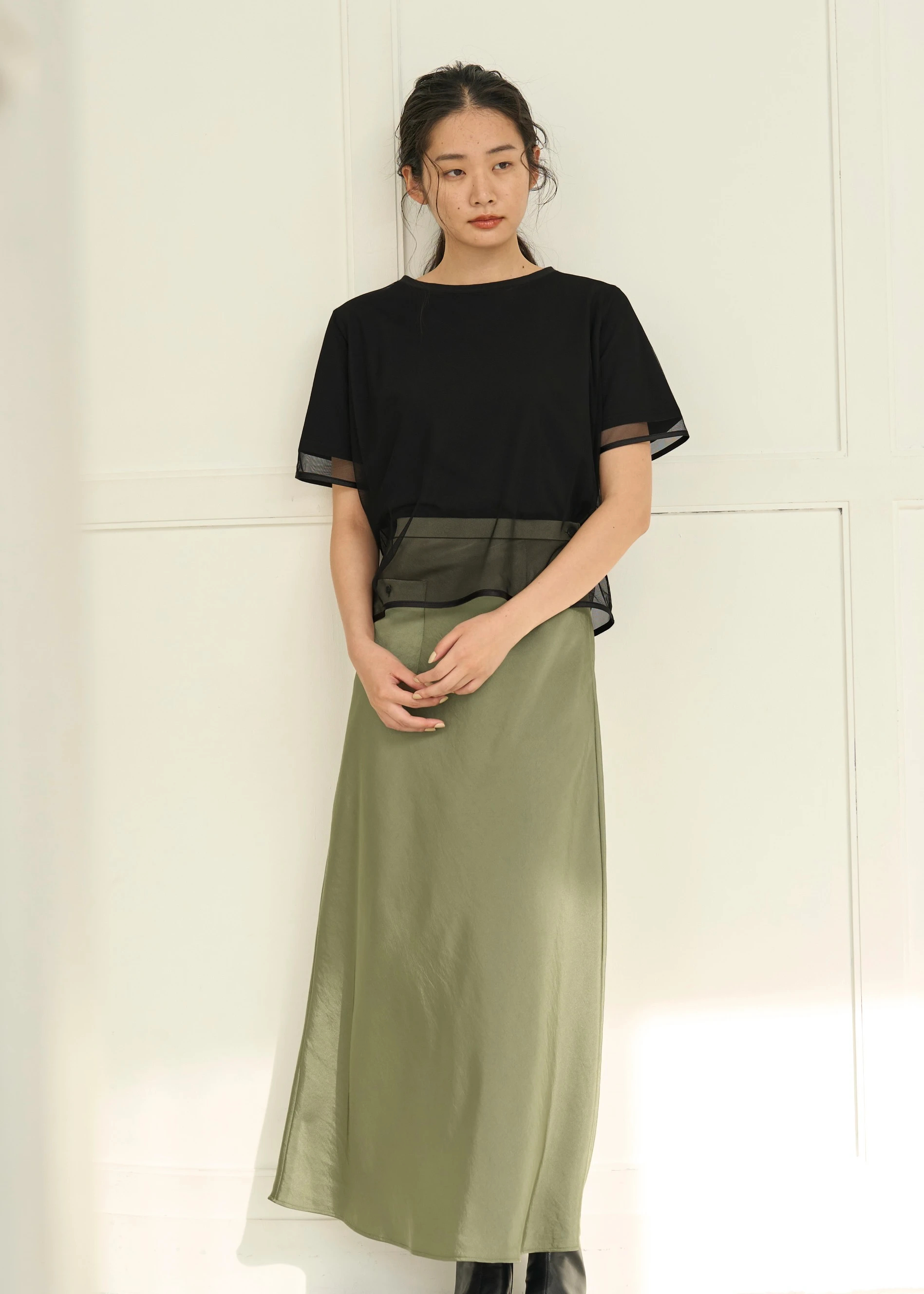 tulle combi piping T-shirt / willfully（ウィルフリー）のcut&sew 